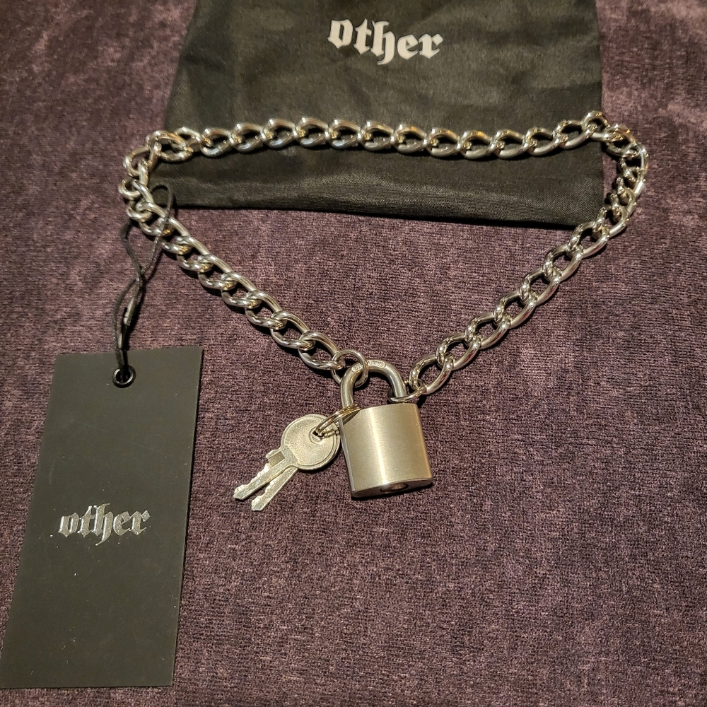 OtherUK XL Padlock Choker Chain Necklace Stainless Steel Sid Vicious Punk